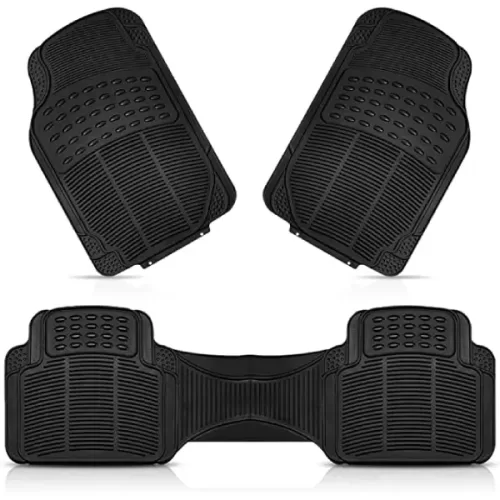 **Universal PVC Rubber Car Floor Mats – 3 Pieces | Black**
